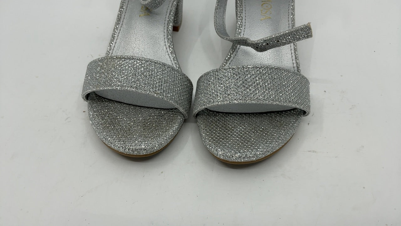 LAURMOSA Girls Silver Dress Shoes Sparkly Heels for Tween Kids High Heels Size 13 Flower Girls Cute Fancy Shoes for Wedding Pageant Party Kids Dress Sandals(L1008GlSilver 13) - Image 5