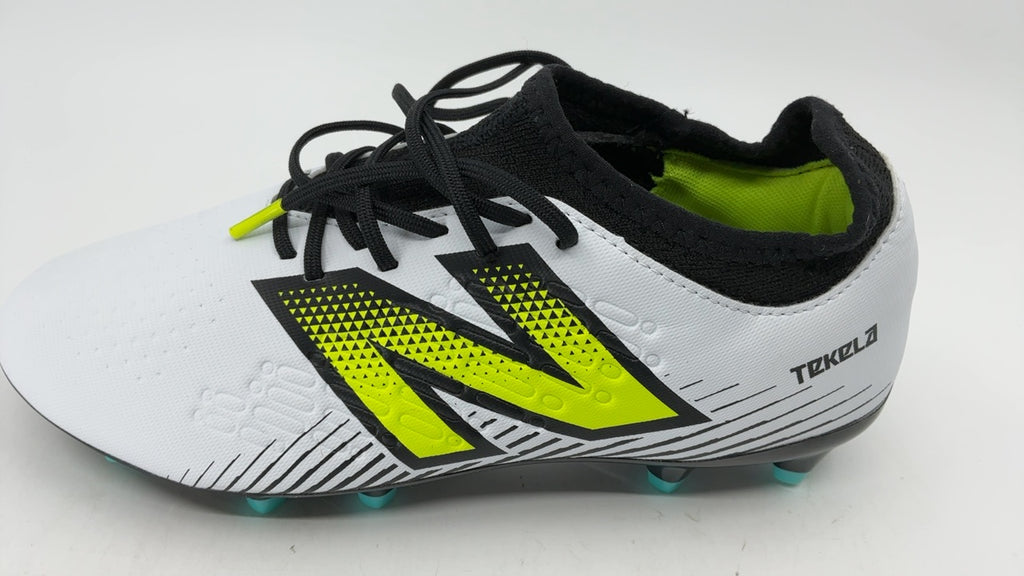 New Balance Unisex Tekela Magique Fg V4+ Soccer Shoe, White/Hi-Lite/Black, 5.5 US Men - Image 2
