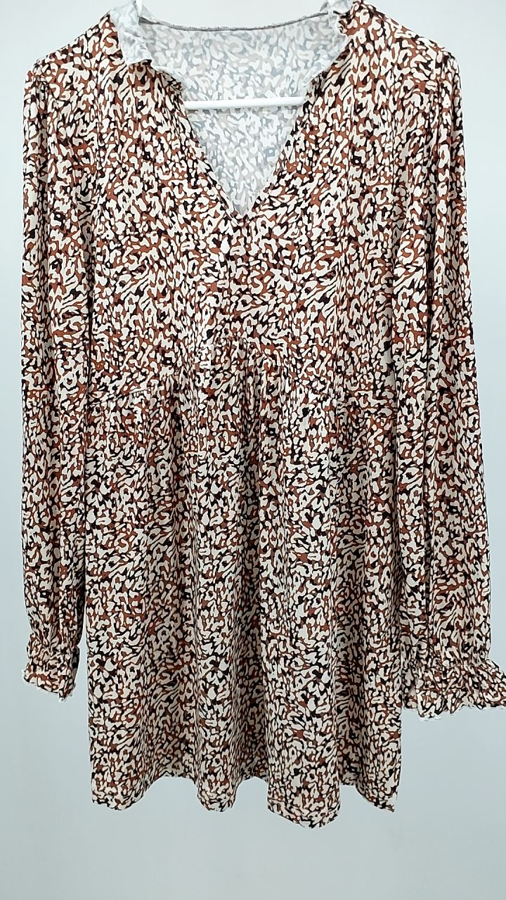 Notched Flounce Sleeve Mini Dress