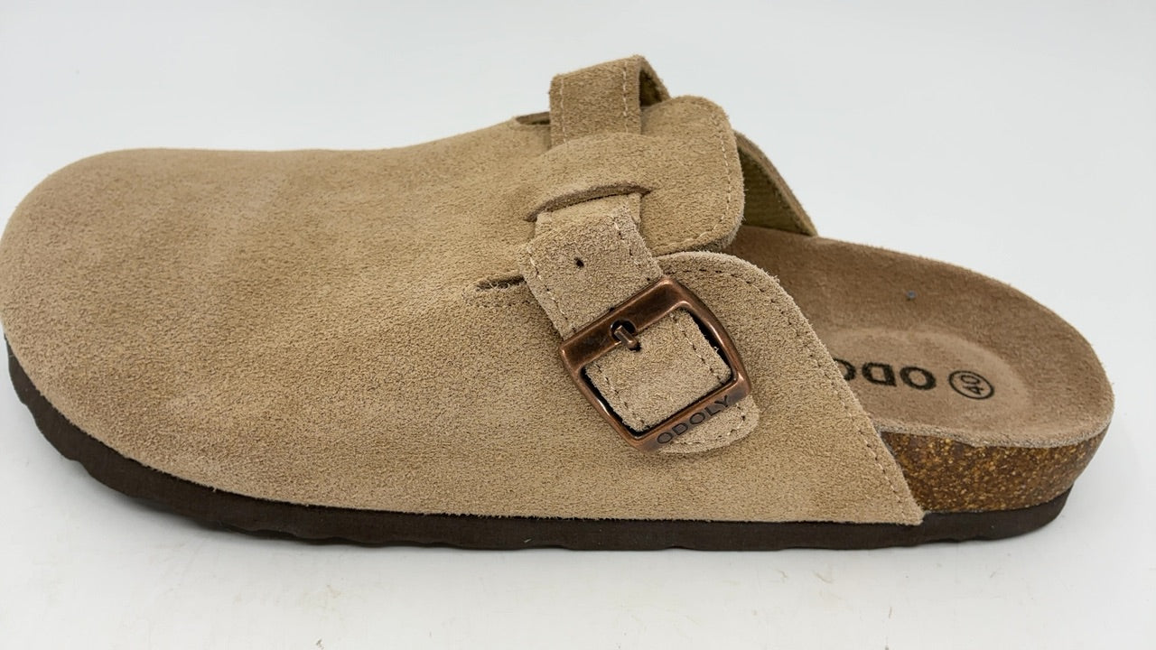 ODOLY Vintage Comfort Clogs Taupe W/ Arch Support & Cork Footbed US Size 8.5-9