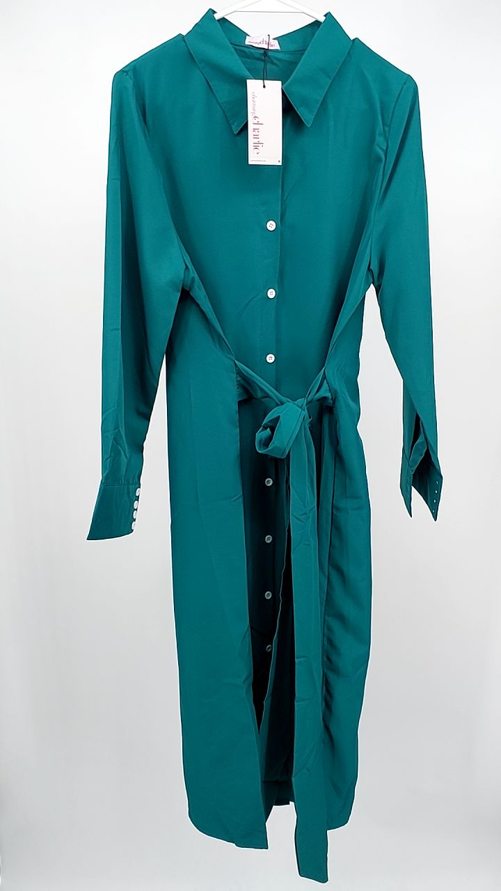 Button Front Long Sleeve Shirt Dress