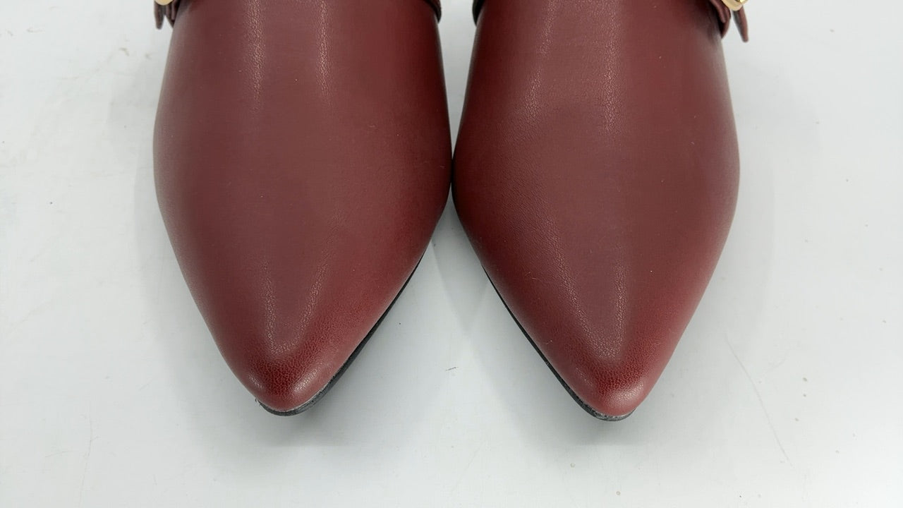 Allegra K Women's Pointed Toe Block Heel Burgundy Mules Shoes 7 M US - Image 5