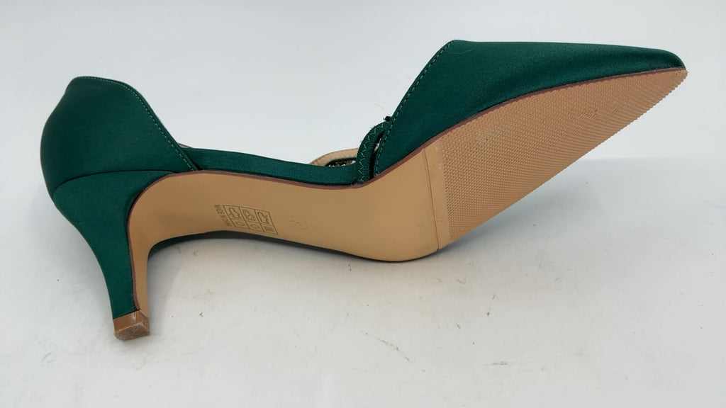 ERIJUNOR E0168A Women Mid Kitten Heels Closed Pointy Toe D’Orsay Pumps Wedding Party Shoes Dark Green Size 8 - Image 4