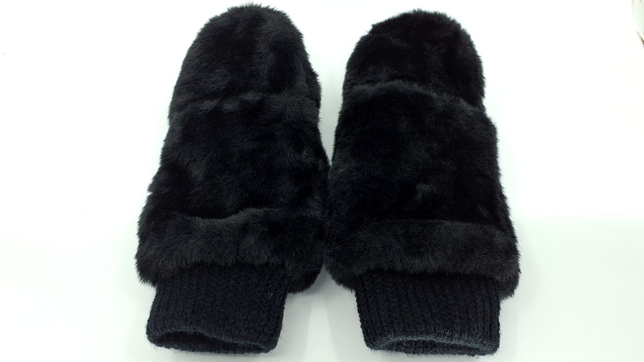 Solid Faux Fur Mittens