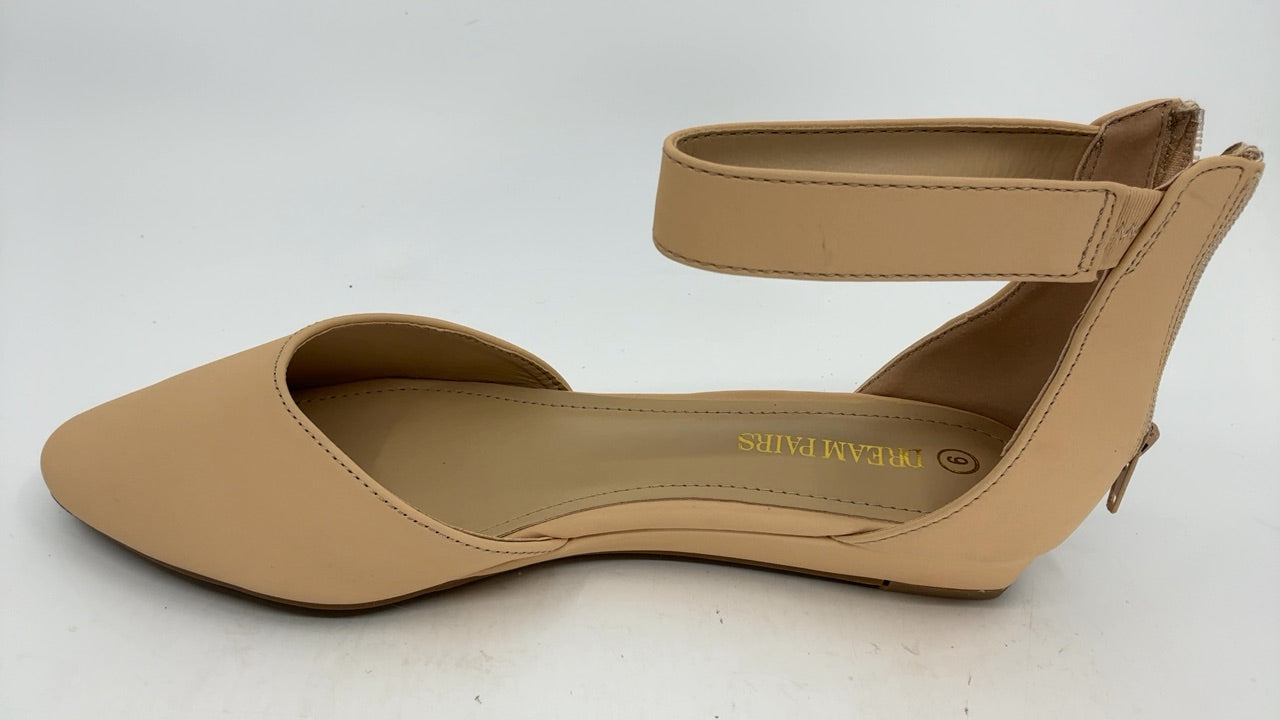 DREAM PAIRS Women's Low Wedge Round Toe Ankle Strap Dress Comfortable Casual Flats Shoes,Size 9,Nude/Nubuck,AMIGA - Image 2