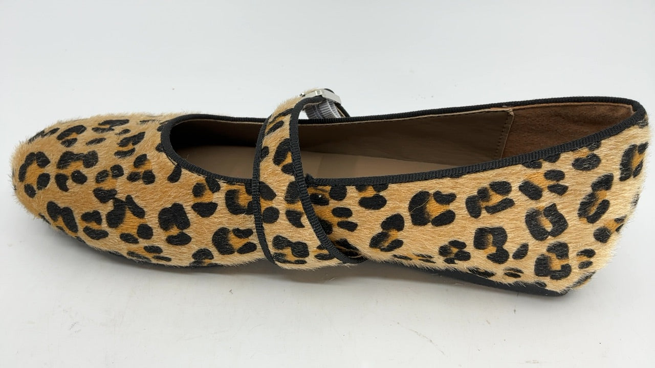 ATBELL Leopard Calf Hair Ballet Flat for Women Round Toe Buckle Strap Slip On Mary Jane Flat Comfortable Casual Ballerina Shoes in Size 8.5 - Image 2