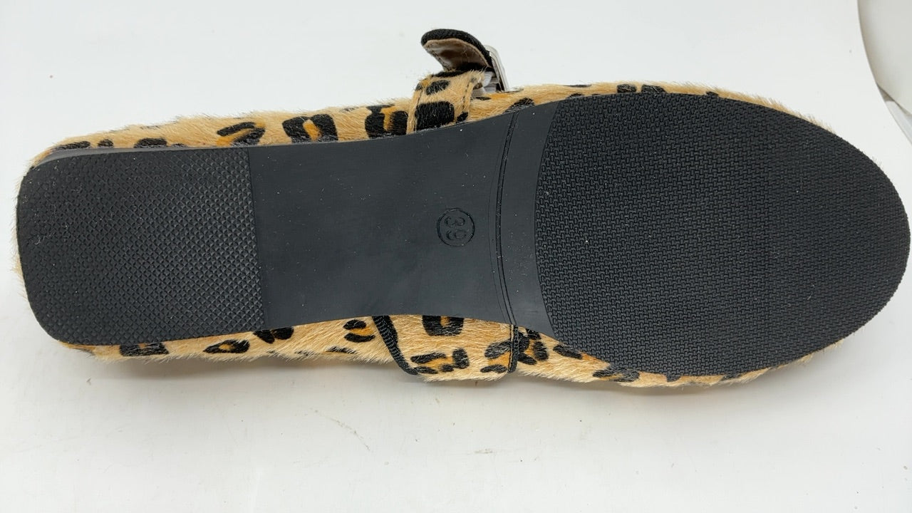 ATBELL Leopard Calf Hair Ballet Flat for Women Round Toe Buckle Strap Slip On Mary Jane Flat Comfortable Casual Ballerina Shoes in Size 8.5 - Image 4