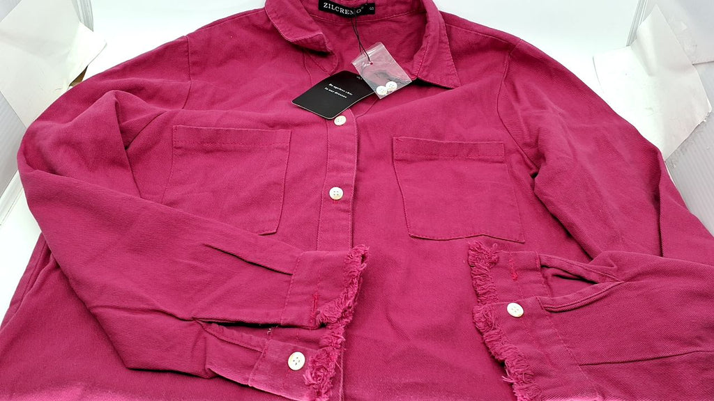 Zilcremo Women Denim Shirt Dresses Long Sleeve Distressed Jean Dress Button Down Casual Tunic Top Rose S - Image 2