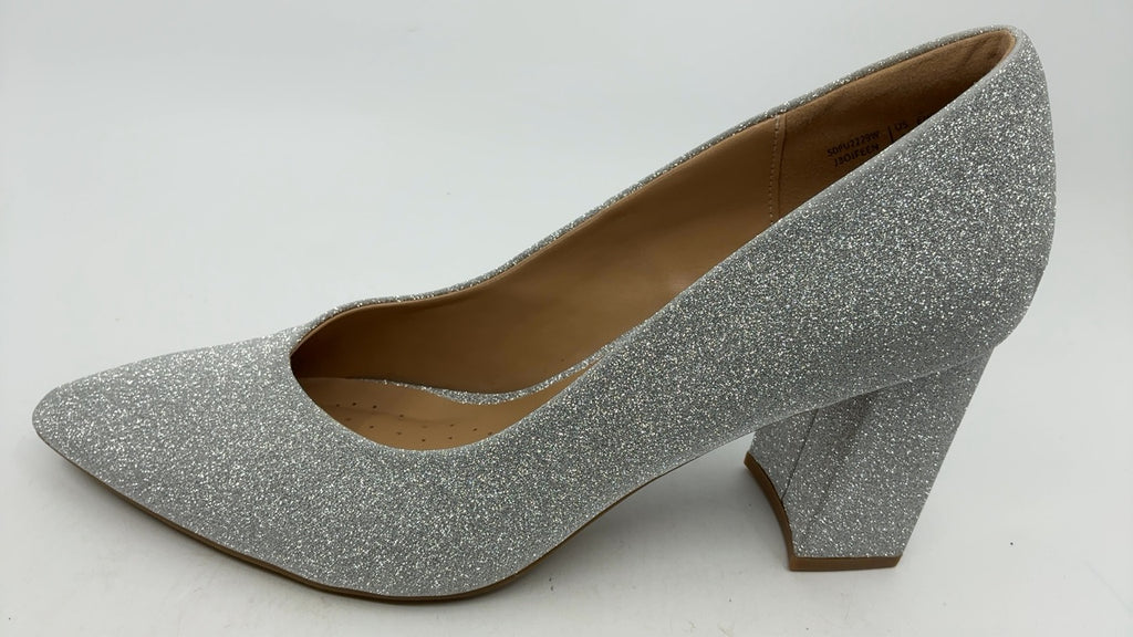 DREAM PAIRS Women’s High Chunky Closed Toe Block Heels Pointed Toe Wedding Party Elegant Slip On Pumps Shoes,Size 8.5,Silver,SDPU2229W - Image 2