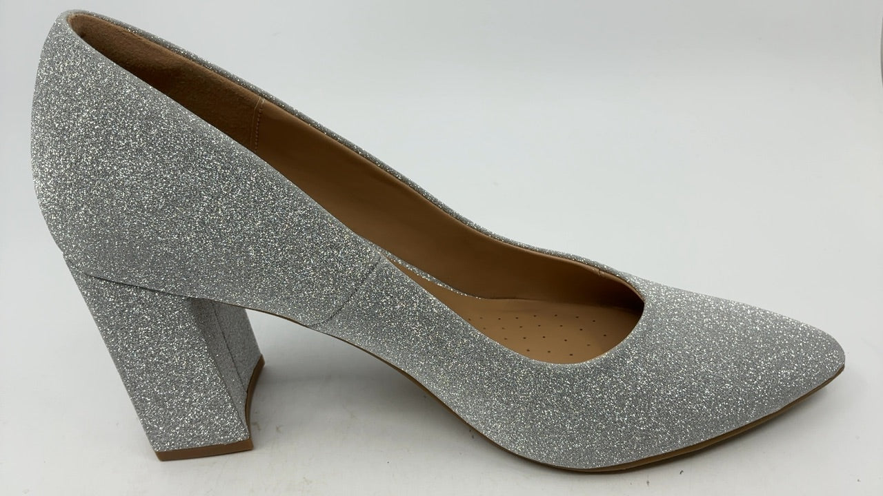 DREAM PAIRS Women’s High Chunky Closed Toe Block Heels Pointed Toe Wedding Party Elegant Slip On Pumps Shoes,Size 8.5,Silver,SDPU2229W - Image 3