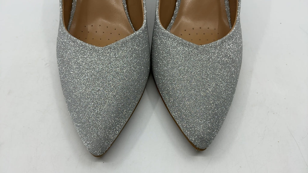 High Chunky Closed Toe Block Heels Pumps Size 9 Silver