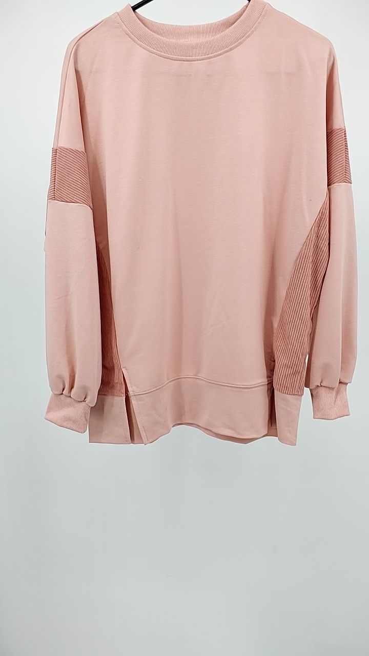 Side Slit Round Neck Sweatshirt