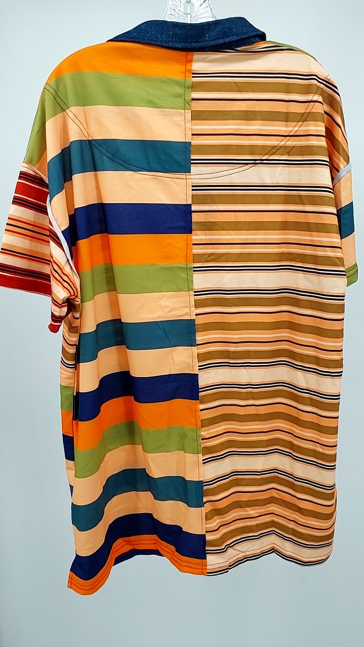Striped Oversized Half Button Shirt Dress