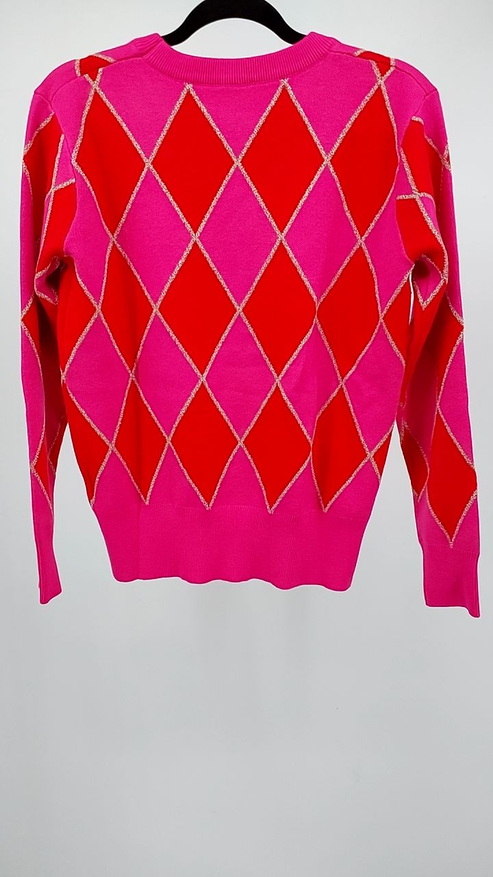 Argyle Pattern Long Sleeve Sweater