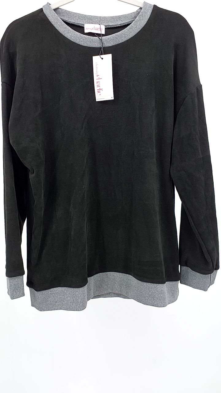 Contrast Trim Crew Neck Casual Sweatshirt