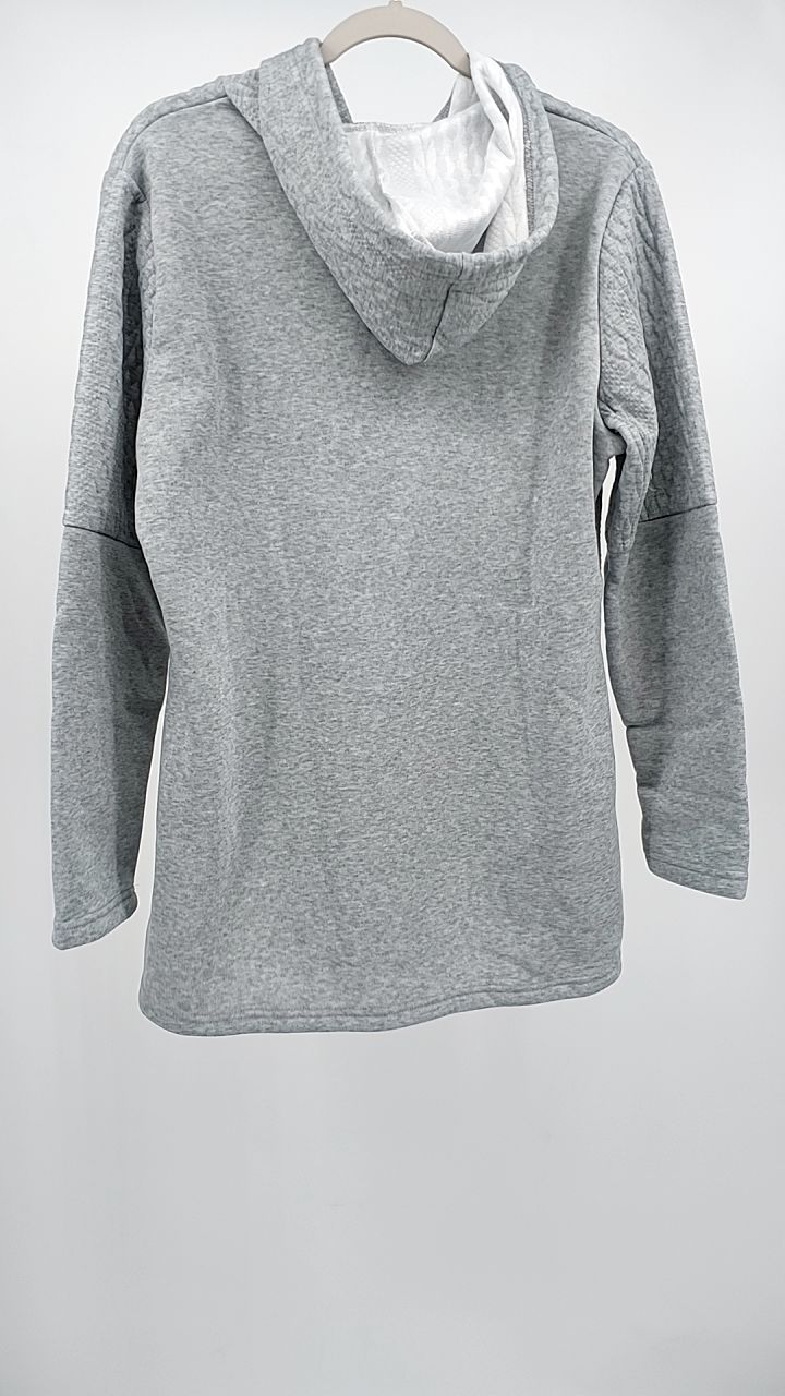 Drawstring Textured Zip Up Drawstring Hooded Jacket