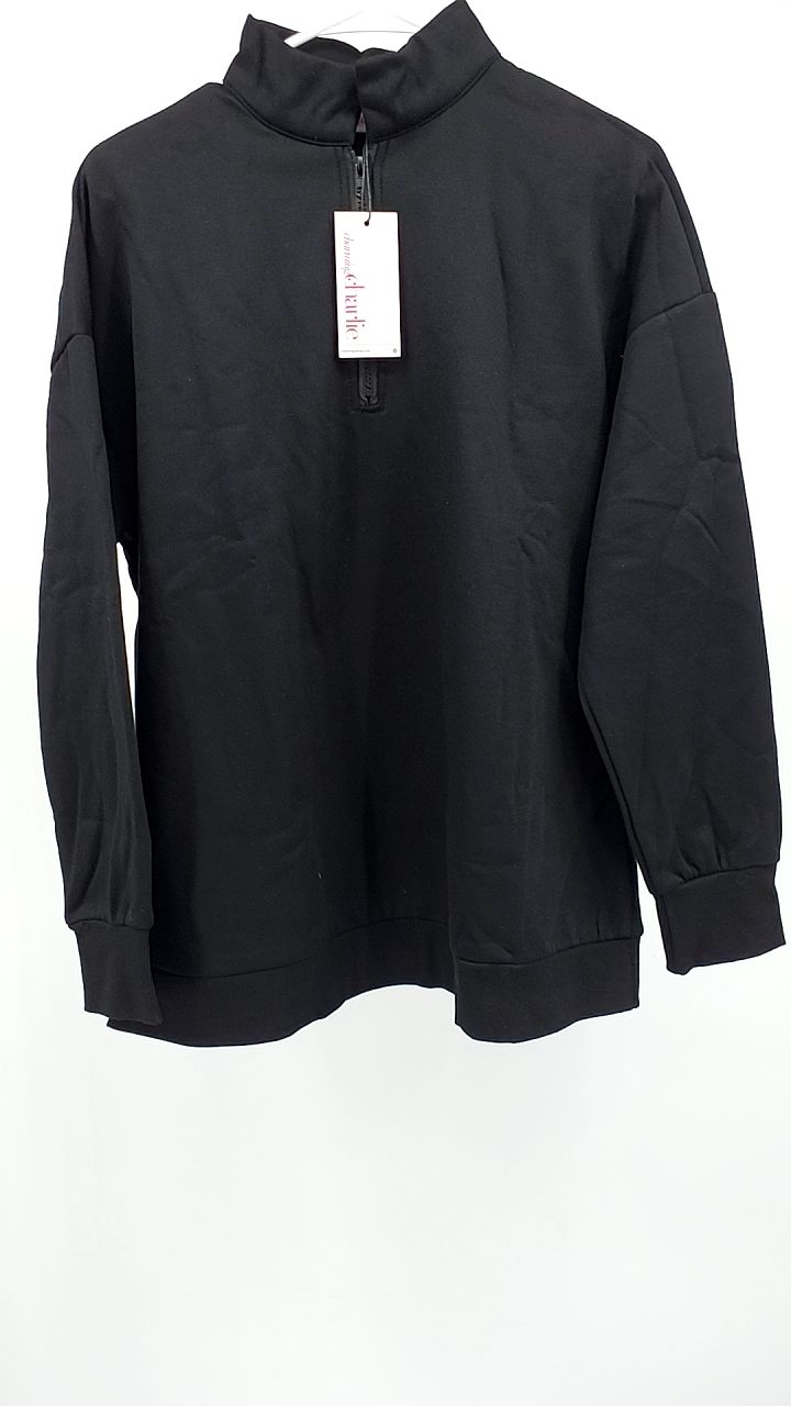 Zip-Up Dropped Shoulder Sweatshirt