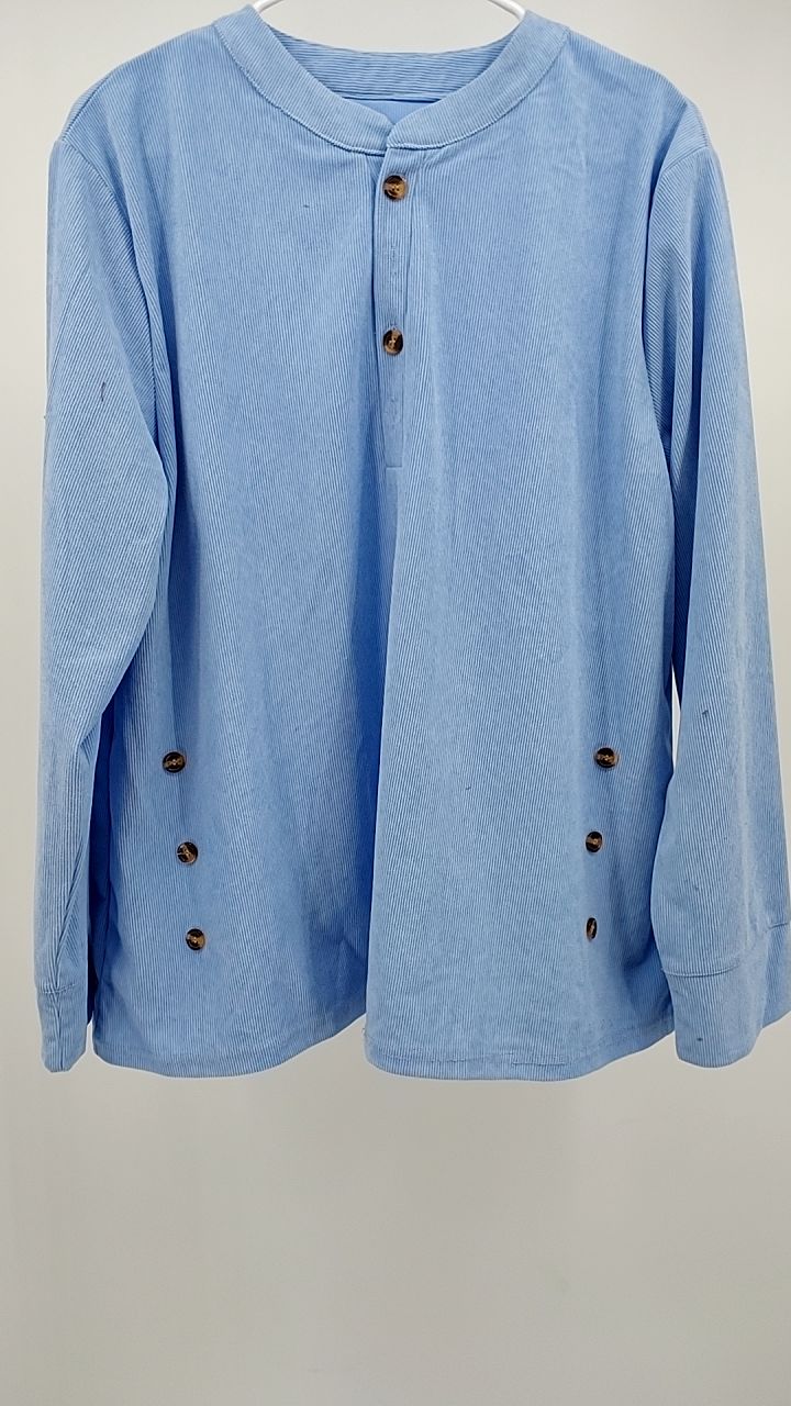 Full Size Button Detail Long Sleeve Top Plus Size