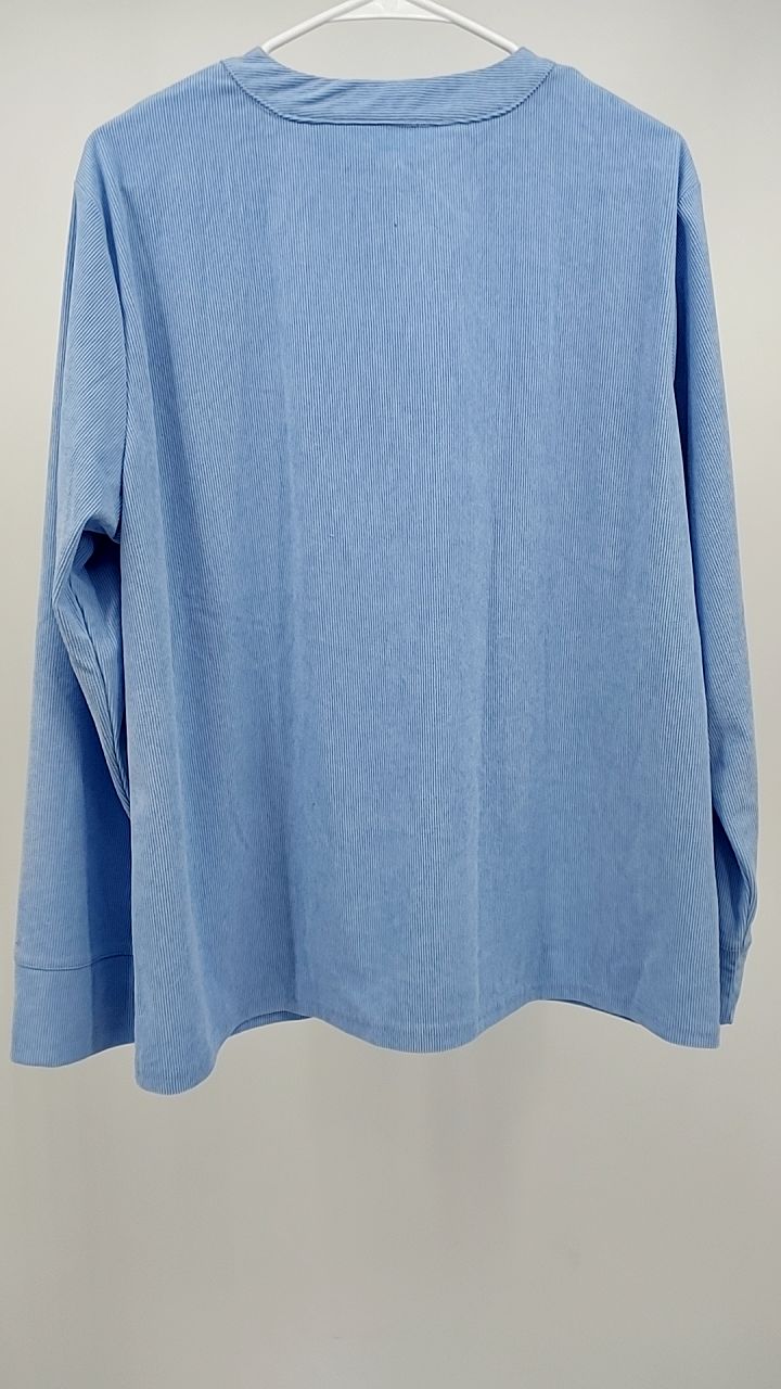 Full Size Button Detail Long Sleeve Top Plus Size
