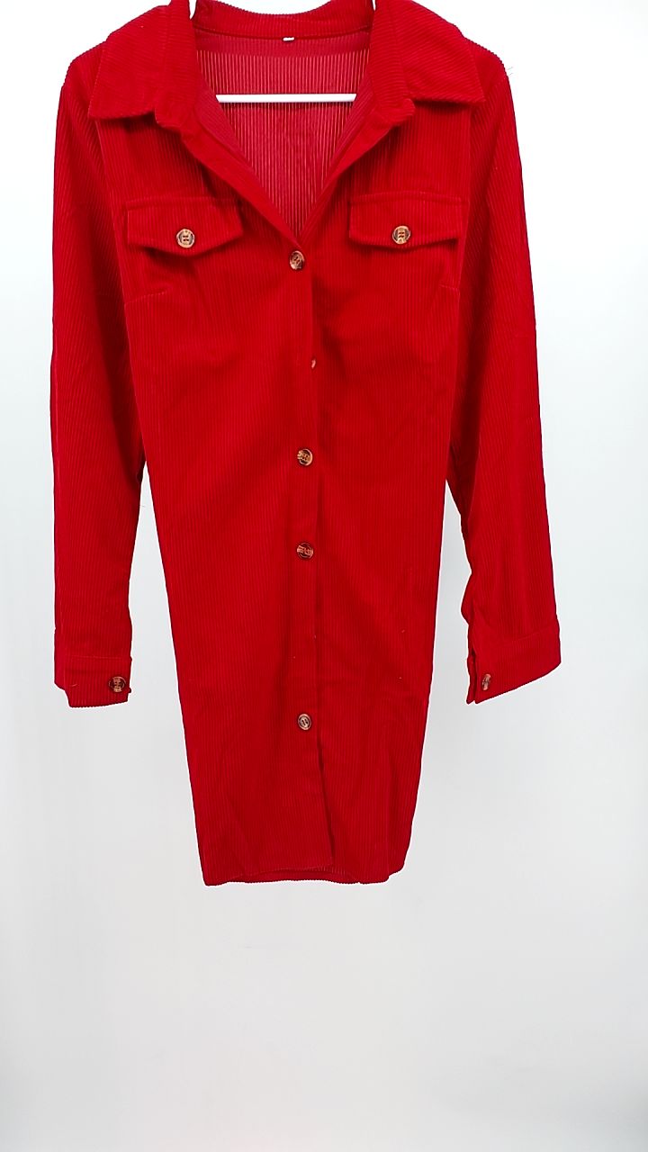 Button-Front Corduroy Shirt Dress