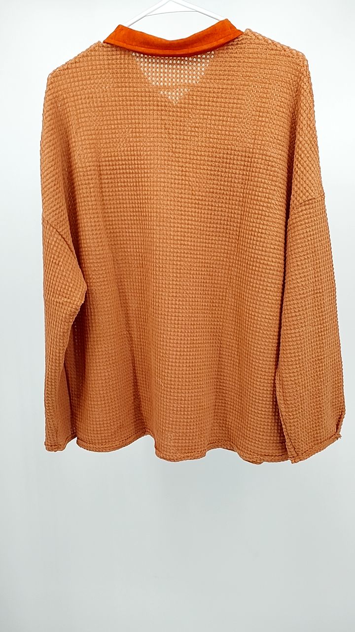Can't Imagine Why Waffle Knit Contrast Trim Top