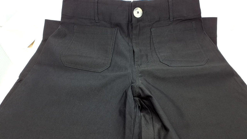 miduo Womens Fashion Plus Size Button High Waisted Zipper Cropped Wide Leg Straight Leg Capris Pants with Pockets Black 31 - Image 2