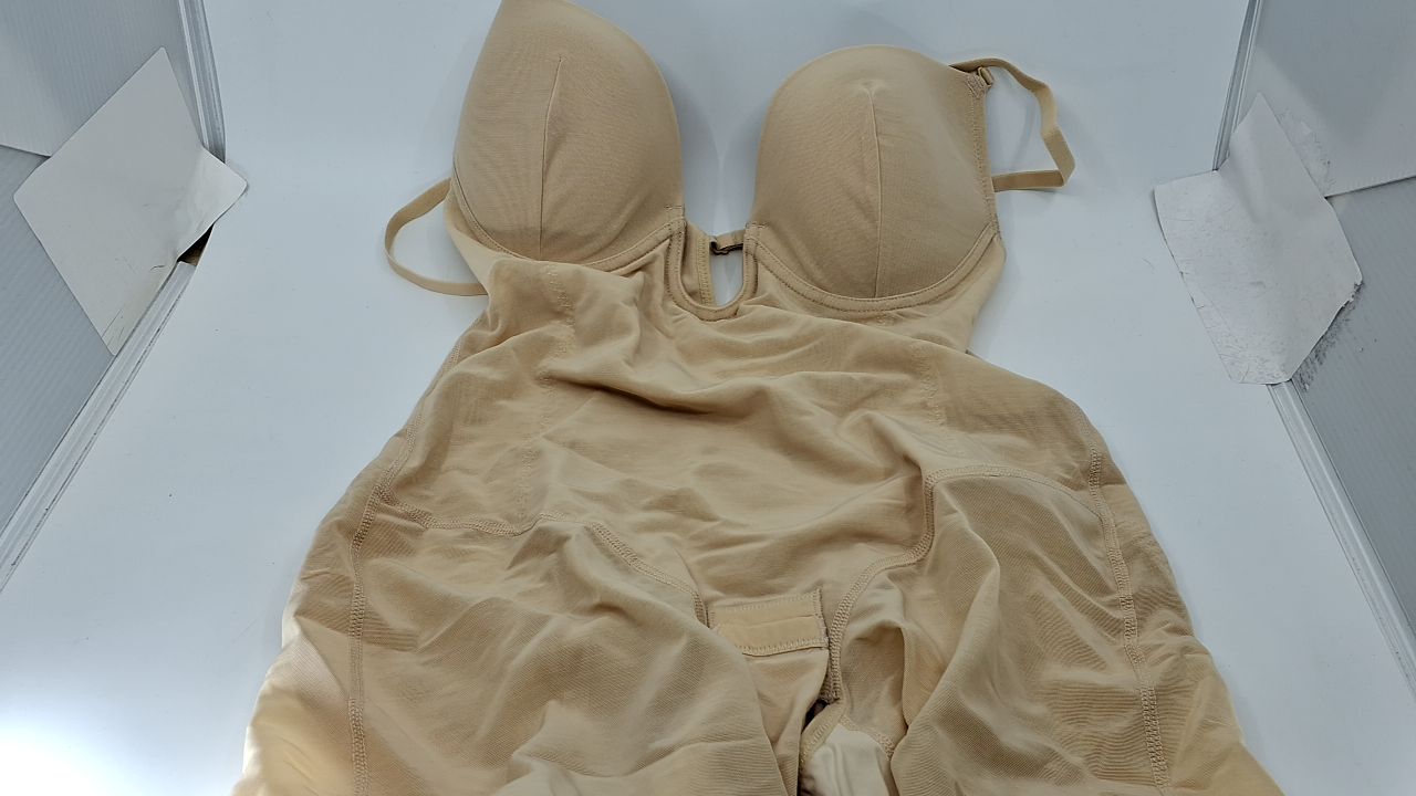 Decorus Women's Backless Shapewear Tummy Control Shaping Low Back Full Deep Plunge Strapless Bodysuit Mid Thigh Control Body Shaper for Women Beige - Image 2