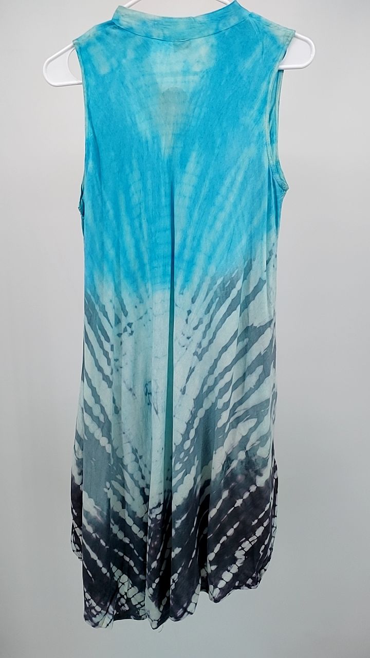 Tri-Colors Tie-Dye With Button up Rayon Sundress