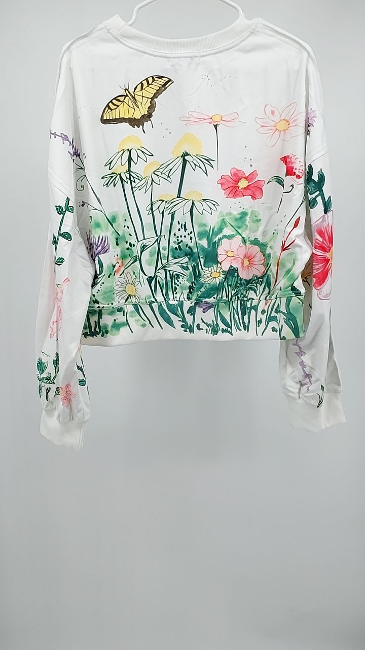 Printed Round Neck Dropped Shoulder Sweatshirt