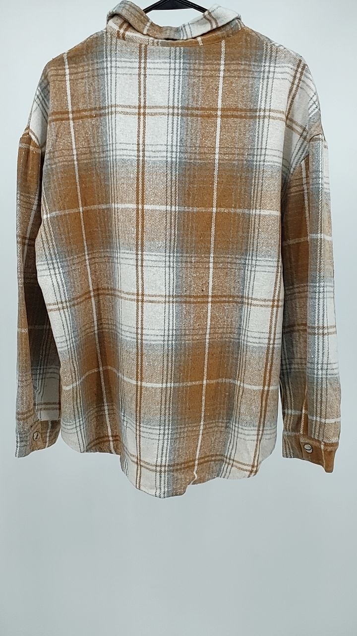 Plaid Collared Neck Half Zip Long Sleeve Top