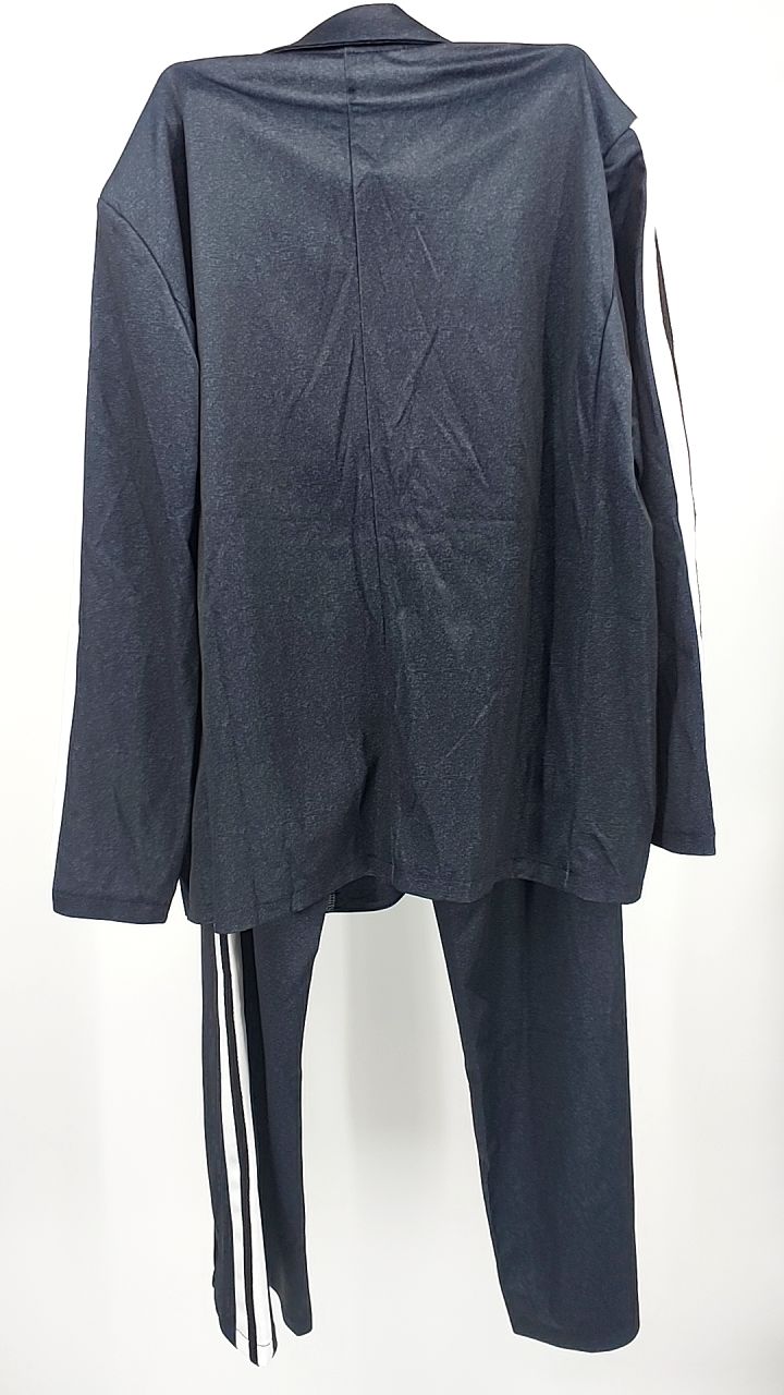 Full Size Contrast Lapel Collar Top and Pants Set