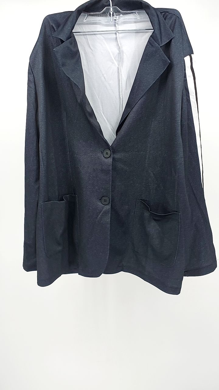 Full Size Contrast Lapel Collar Top and Pants Set