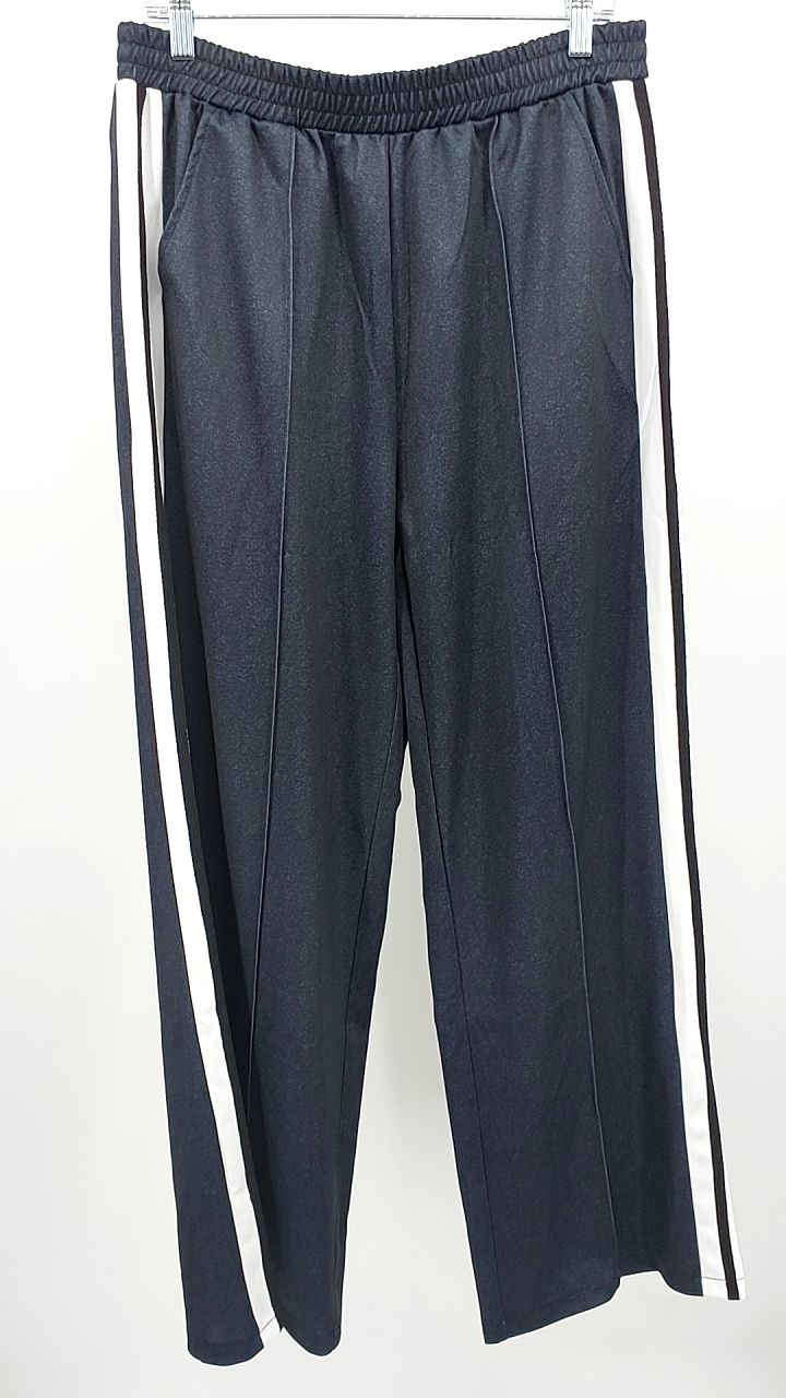 Full Size Contrast Lapel Collar Top and Pants Set